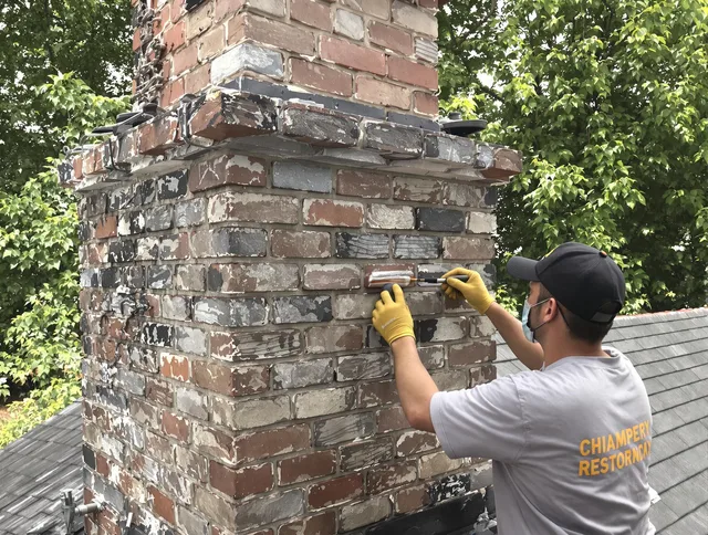 In-progress chimney restoration by Wayland Chimney Sweep in Wayland, MA