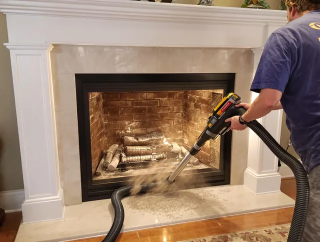 Fireplace cleaning performed by Wayland Chimney Sweep in Wayland, MA
